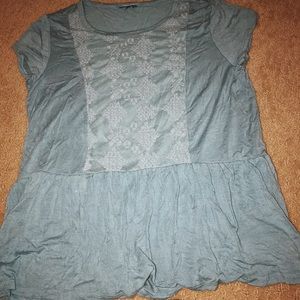 loose blue lace shirt